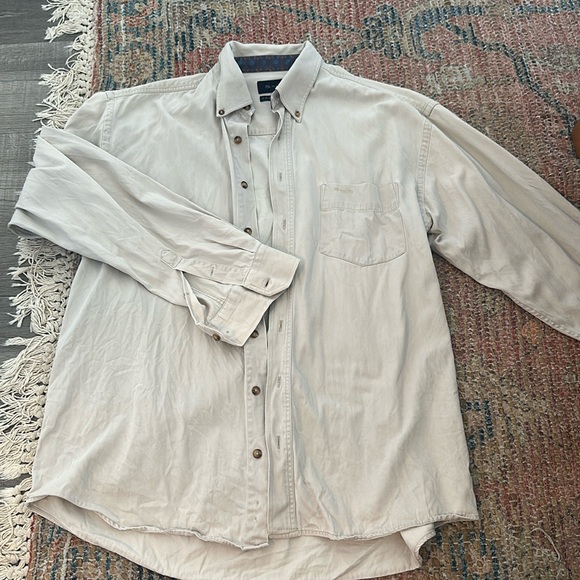 Sand garment washed men’s button down - Picture 1 of 6